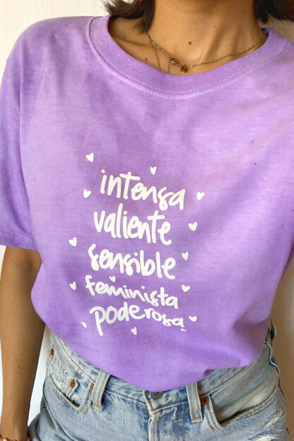 Playera rosa unisex - Frase "intensa feminista" - Marca mexicana - Tienda Intensa