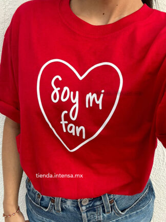 Playera roja estampada - Frase "soy mi fan" - Marca mexicana - Tienda Intensa